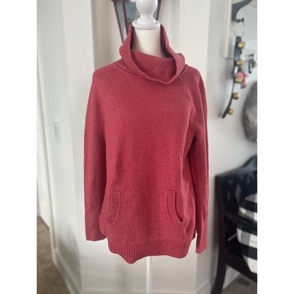LOFT pullover pink cowl turtleneck cotton-knit pullover preppy sweater small - Picture 1 of 7